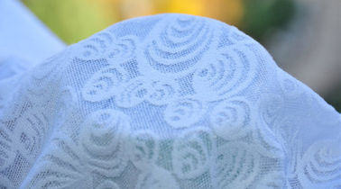Putih Jacquard Fabric Penguat Wedding Dress Fabric, Lebar 57 "/ 58"